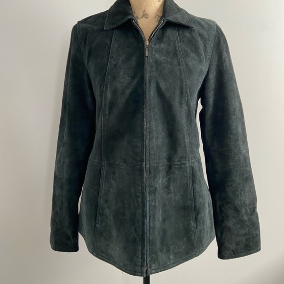 COLDWATER CREEK Black Genuine Leather Suede Jacket - Picture 2 of 7